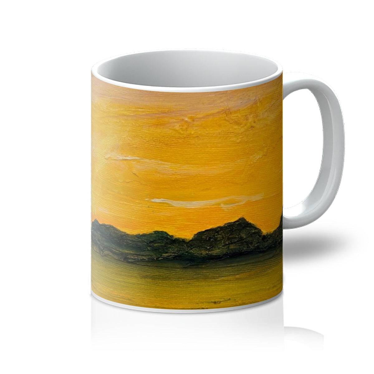 Jura Sunset Art Gifts Mug-Mugs-Hebridean Islands Art Gallery-11oz-White-Paintings, Prints, Homeware, Art Gifts From Scotland By Scottish Artist Kevin Hunter