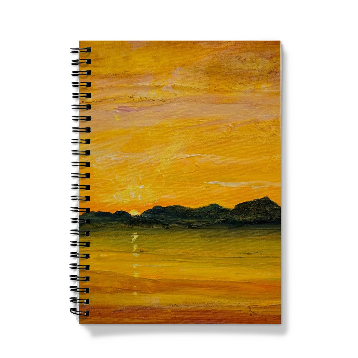 Jura Sunset Art Gifts Notebook-Journals & Notebooks-Hebridean Islands Art Gallery-A4-Lined-Paintings, Prints, Homeware, Art Gifts From Scotland By Scottish Artist Kevin Hunter