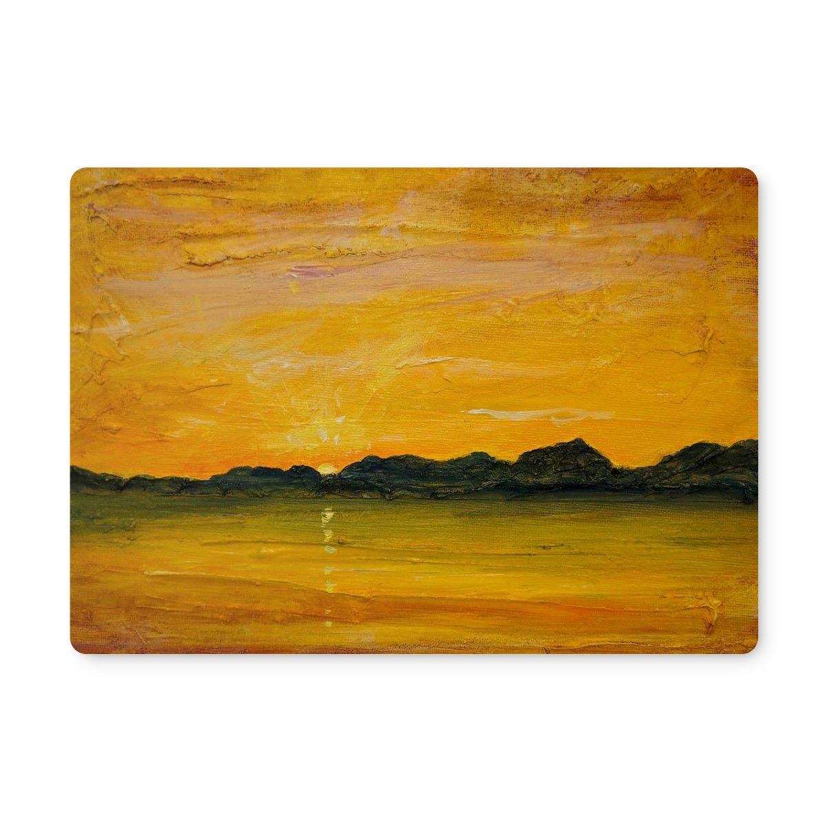 Jura Sunset Art Gifts Placemat-Placemats-Hebridean Islands Art Gallery-4 Placemats-Paintings, Prints, Homeware, Art Gifts From Scotland By Scottish Artist Kevin Hunter