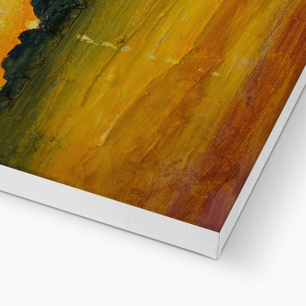 Jura Sunset yellow and orange abstract art print on white canvas