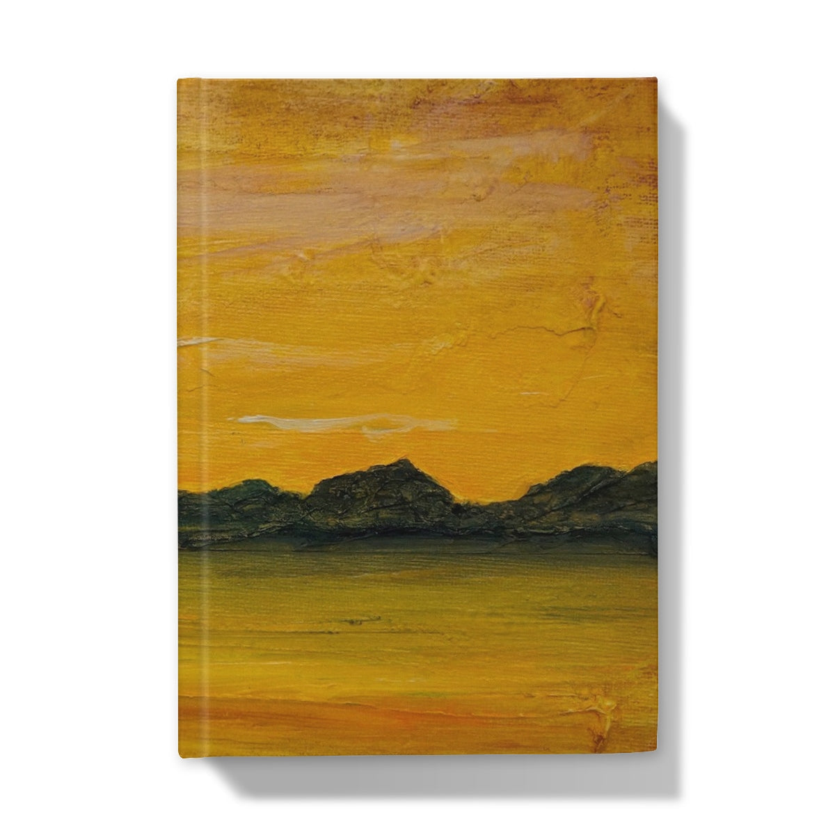 Jura Sunset journal with yellow abstract landscape canvas art