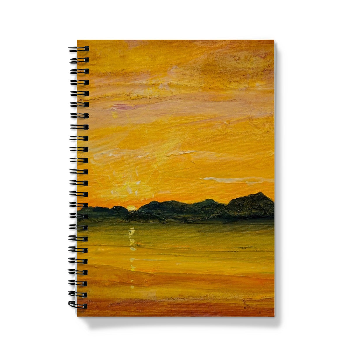 Jura Sunset Notebook with spiral-bound sunset landscape cover