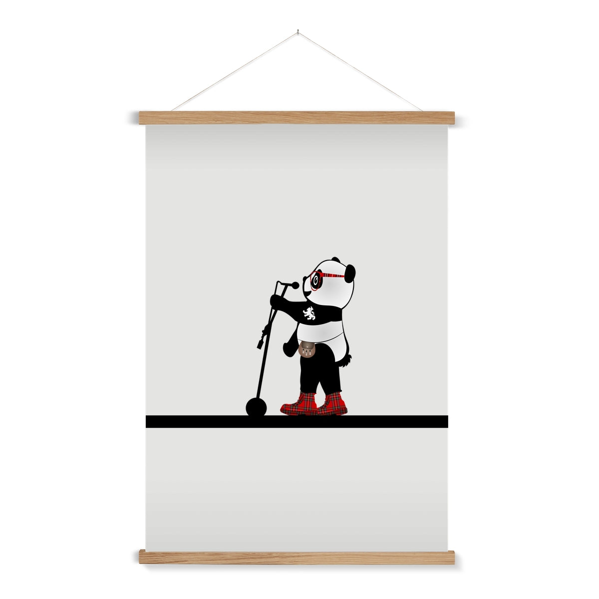 Karaoke | Panda Disco | Graphic Art Print with Hanger-Fine art-Flipmo | Scottish Graphic Artist-A1 Portrait-Natural Frame-Paintings, Prints, Homeware, Art Gifts From Scotland By Scottish Artist Kevin Hunter