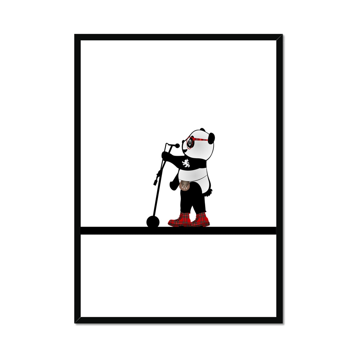 Karaoke | Panda Disco | Graphic Art | Framed Print-Framed Prints-Flipmo | Scottish Graphic Artist-A1 Portrait-Black Frame-Paintings, Prints, Homeware, Art Gifts From Scotland By Scottish Artist Kevin Hunter