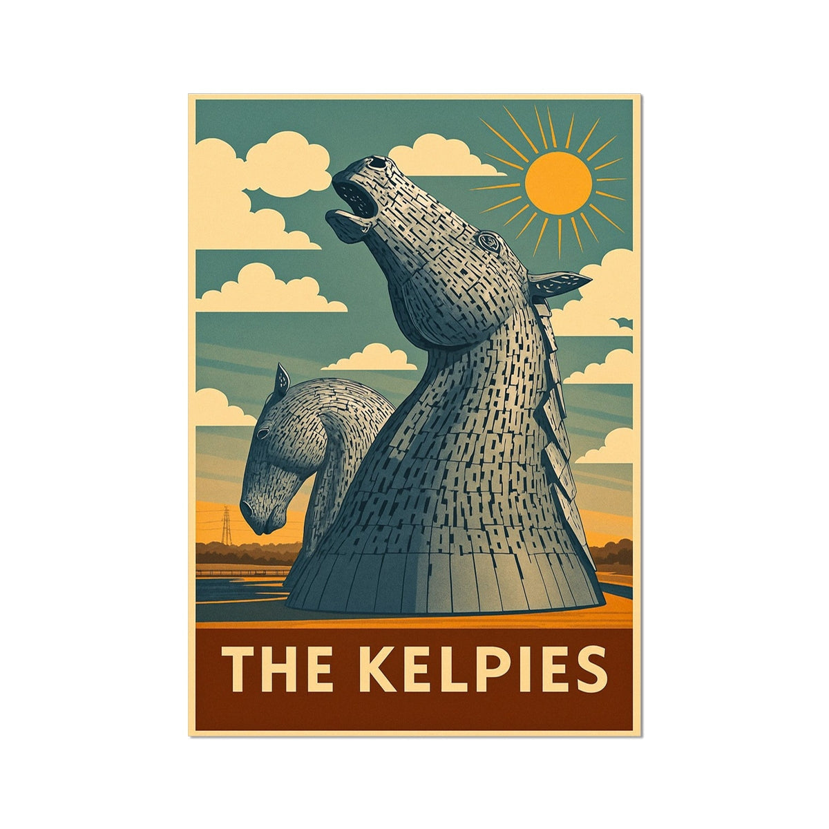 The Kelpies horse sculpture in fine art print