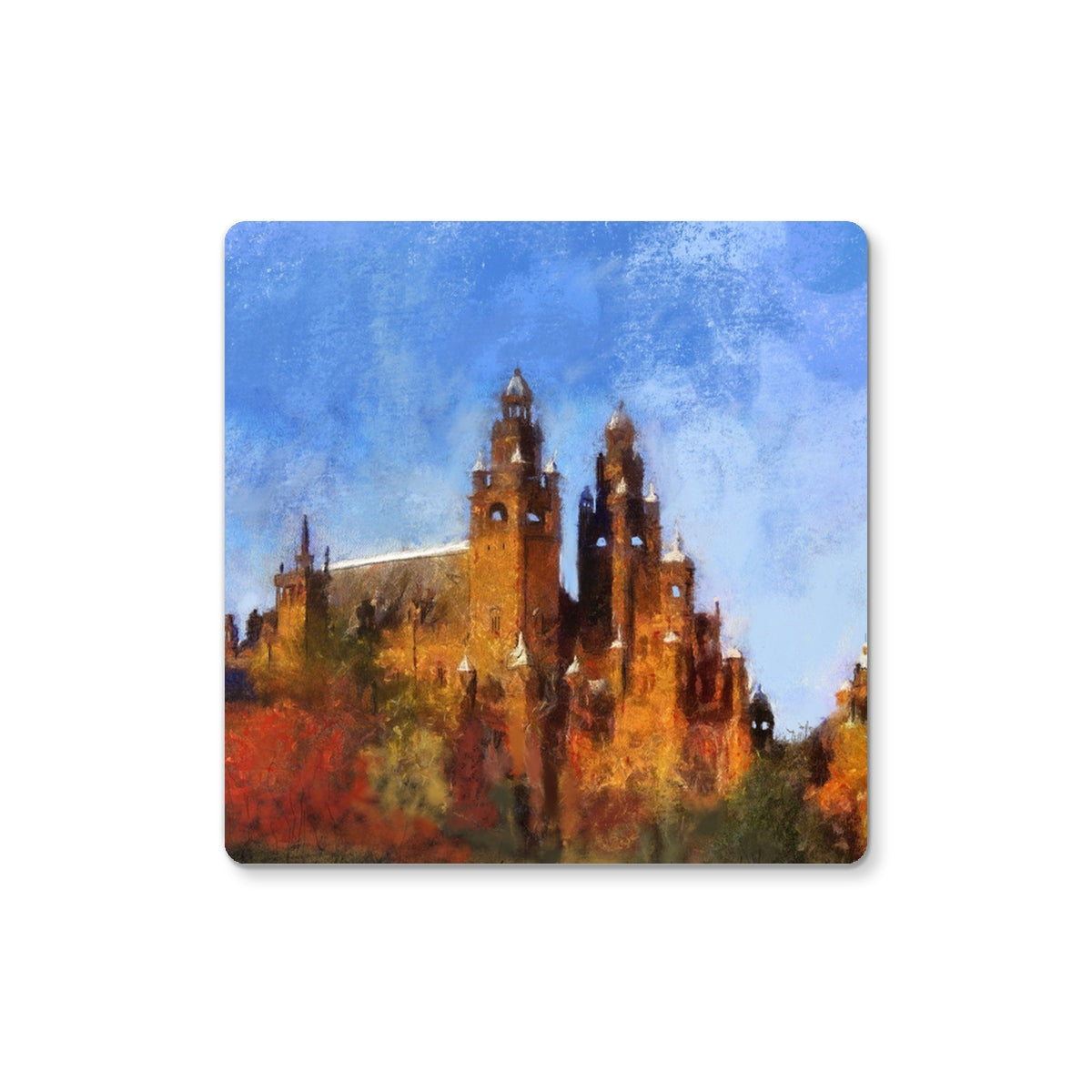 Kelvingrove Art Gallery square coaster with ornate cathedral painting