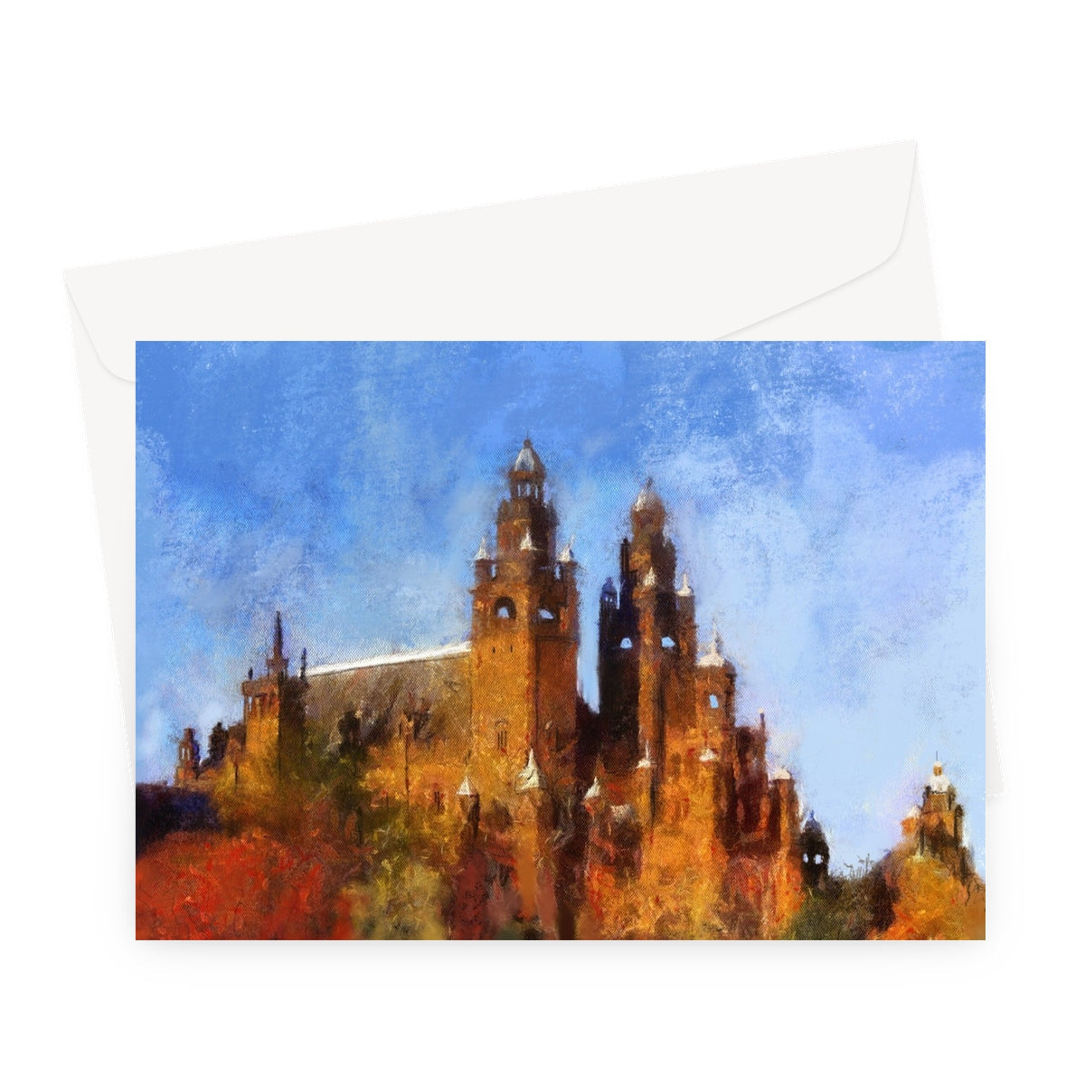 Kelvingrove Art Gallery watercolor greeting card with ornate castle