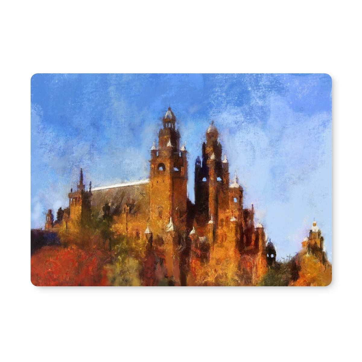 Kelvingrove Art Gallery placemat with textured castle painting