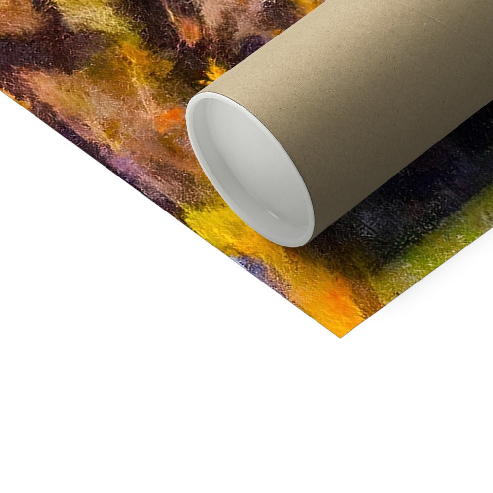 Brown paper roll with colorful abstract Kelvingrove Nights design