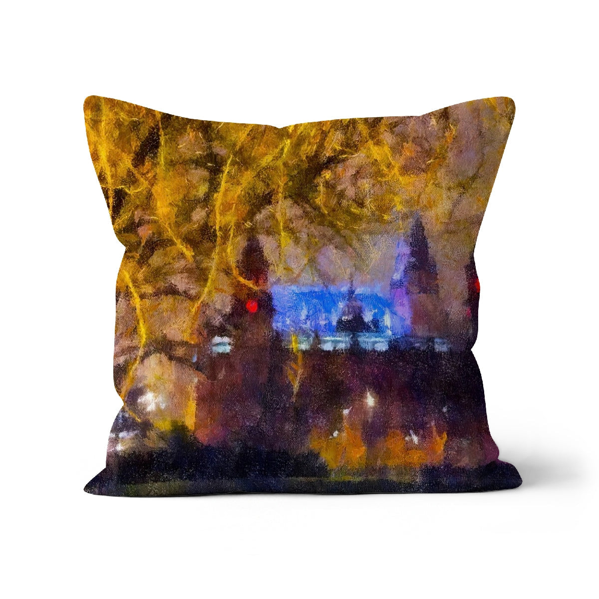 Kelvingrove Nights Cushion decorative throw pillow with abstract cityscape design