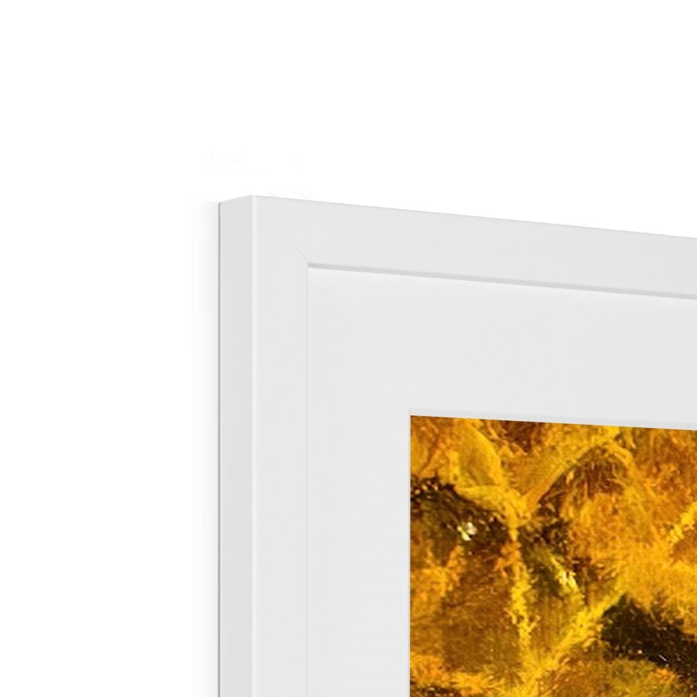 Kelvingrove Nights gold abstract print in white matte frame