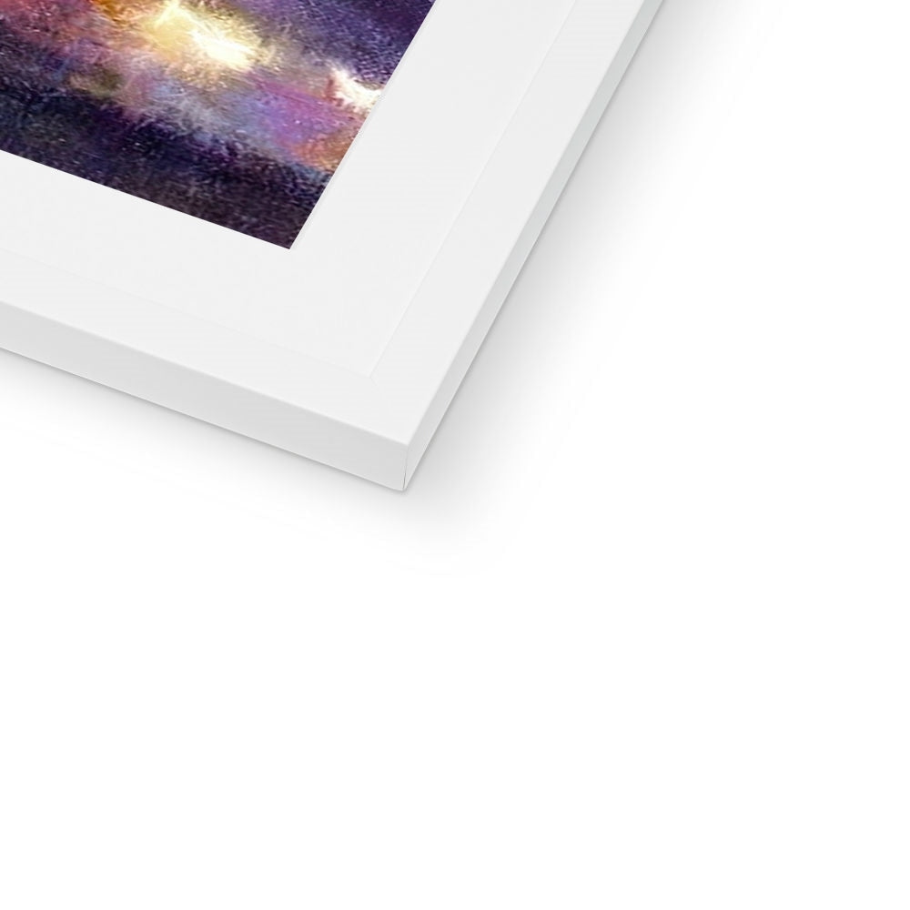 White matte frame with colorful abstract Kelvingrove Nights art print