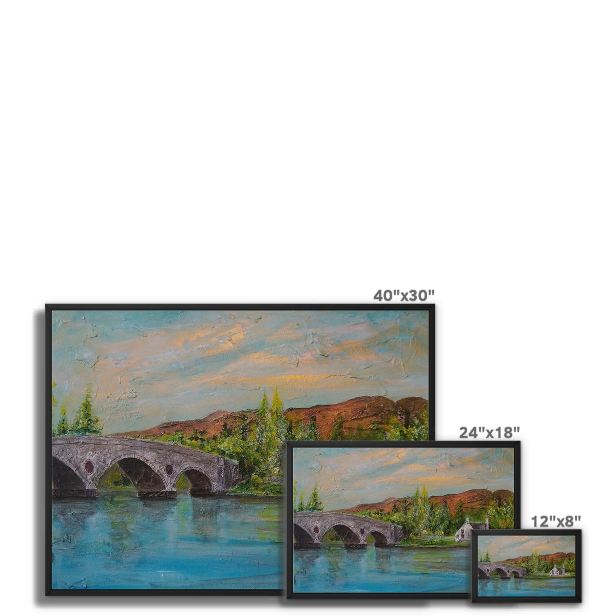 Kenmore Bridge ii Painting | Framed Canvas From Scotland-Floating Framed Canvas Prints-Scottish Highlands & Lowlands Art Gallery-Paintings, Prints, Homeware, Art Gifts From Scotland By Scottish Artist Kevin Hunter