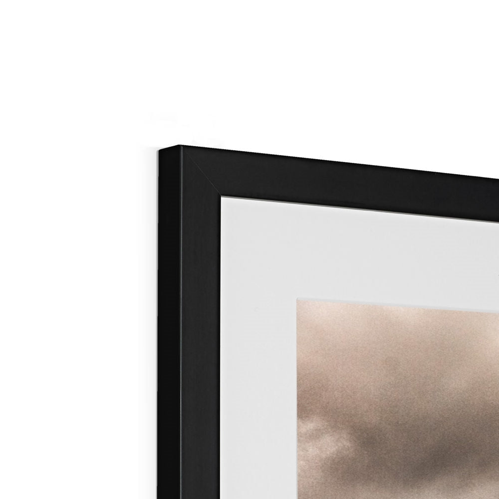 Black matte frame with white mat and Kilchurn Castle abstract art print