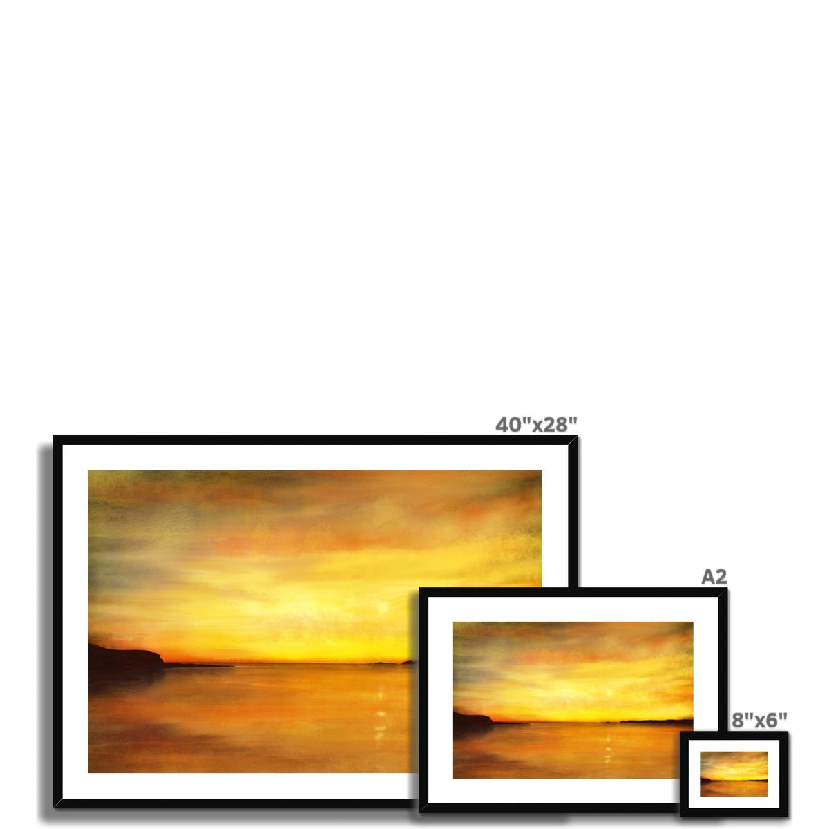 40x28 Framed Kings Cave Sunset Arran Print in Black