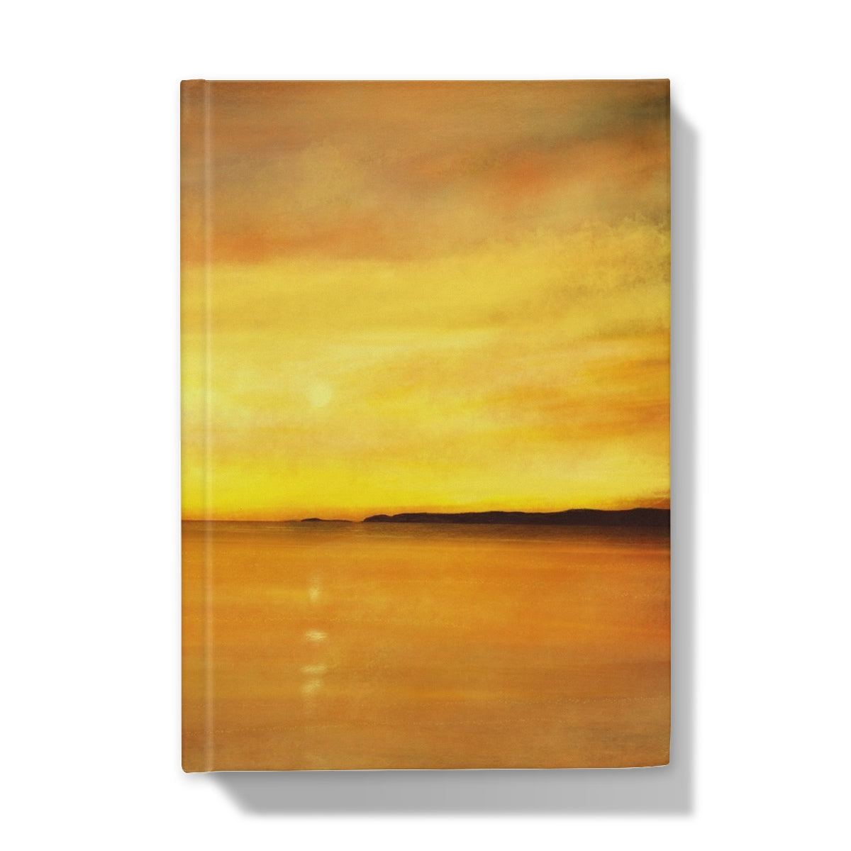 Yellow orange abstract canvas art in Kings Cave Sunset Arran journal