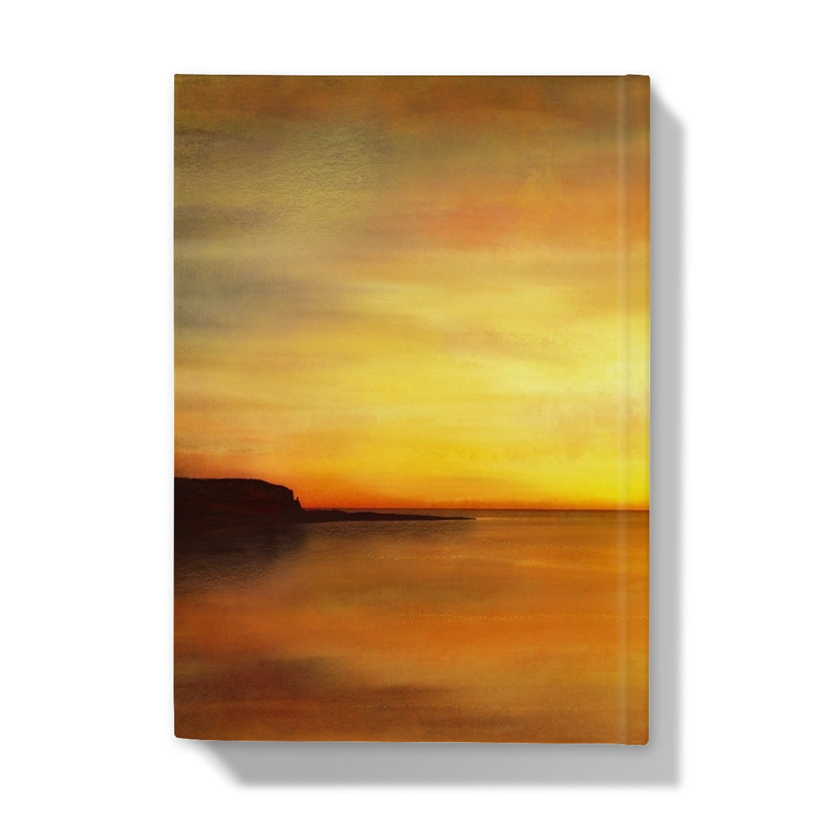 Kings Cave Sunset Arran journal with yellow orange sunset canvas art