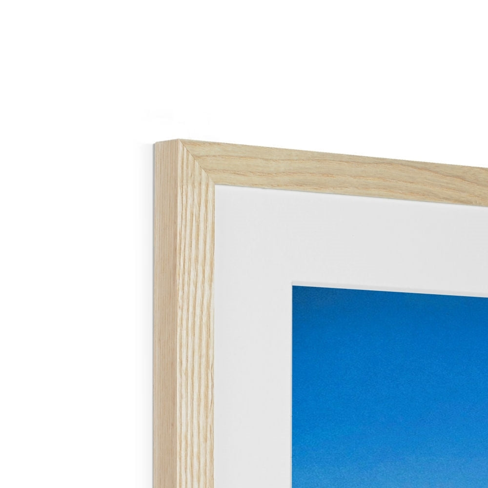 Kip Marina light wood frame with white mat and blue art print