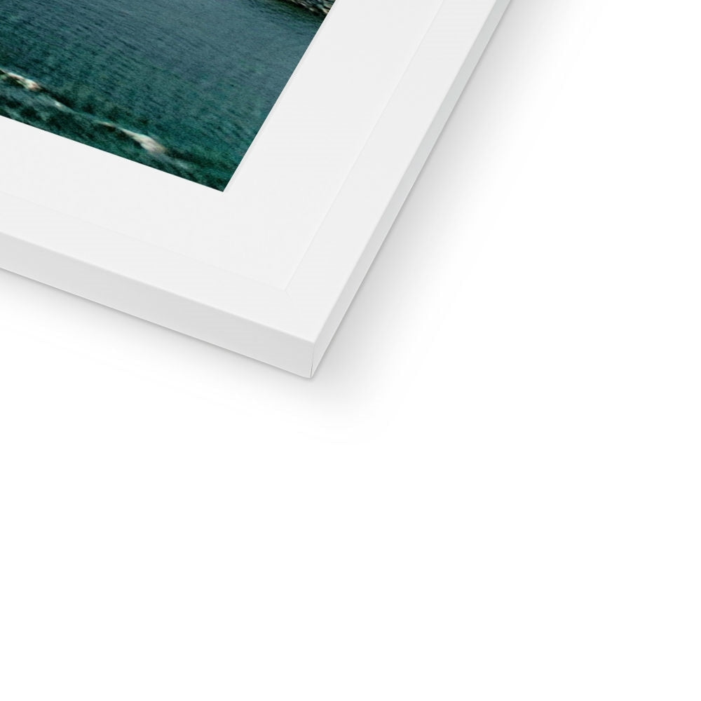 White matte frame with teal water photo by Kip Marina Art Prints