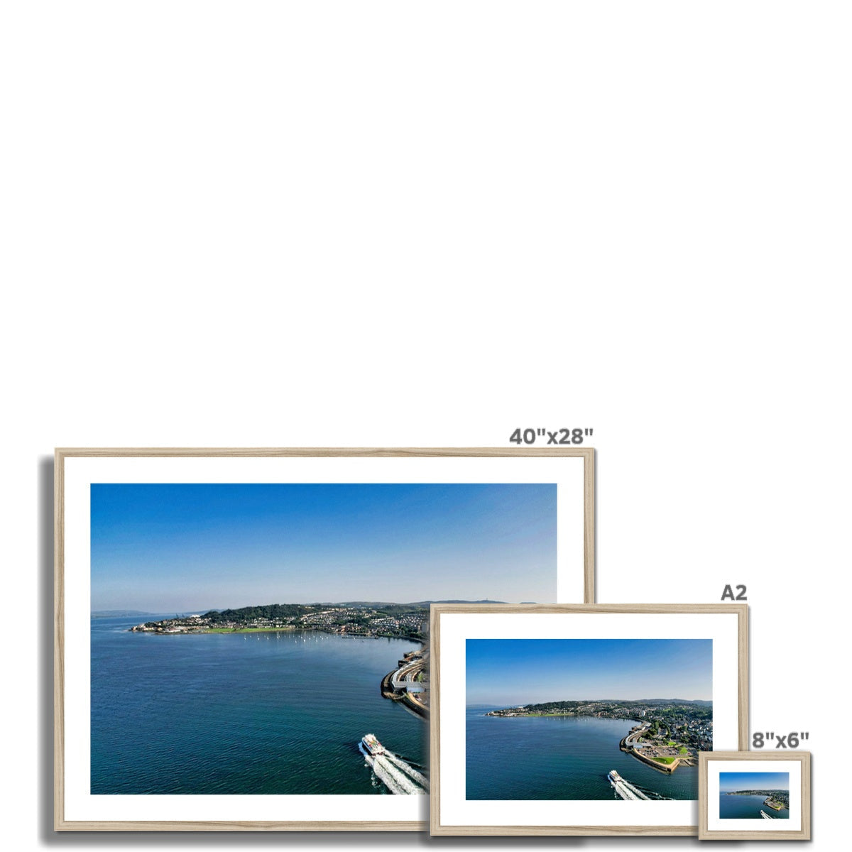 40x28 Framed Coastal Landscape Print in White with Silver Accents by Kip Marina