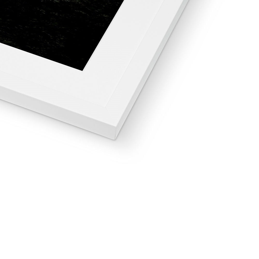 White minimalist Kyles of Bute art print in black matte frame