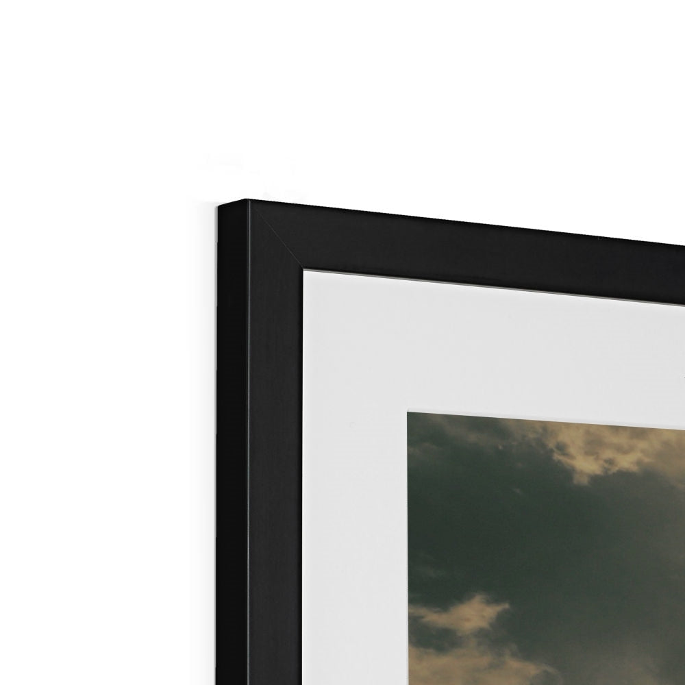 Black matte frame with white mat and dark clouds Kyles of Bute art print