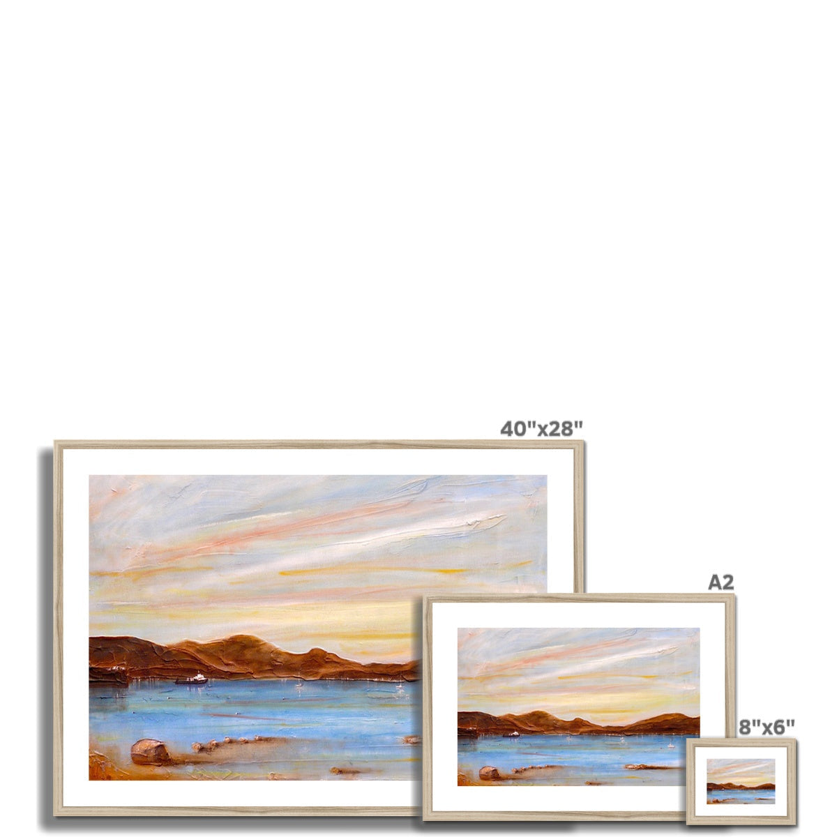 40x28 Framed The Last Ferry To Dunoon Pastel Landscape Print