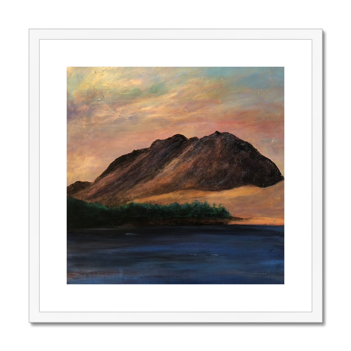 White framed Liathach Glen Torridon mountain landscape art print