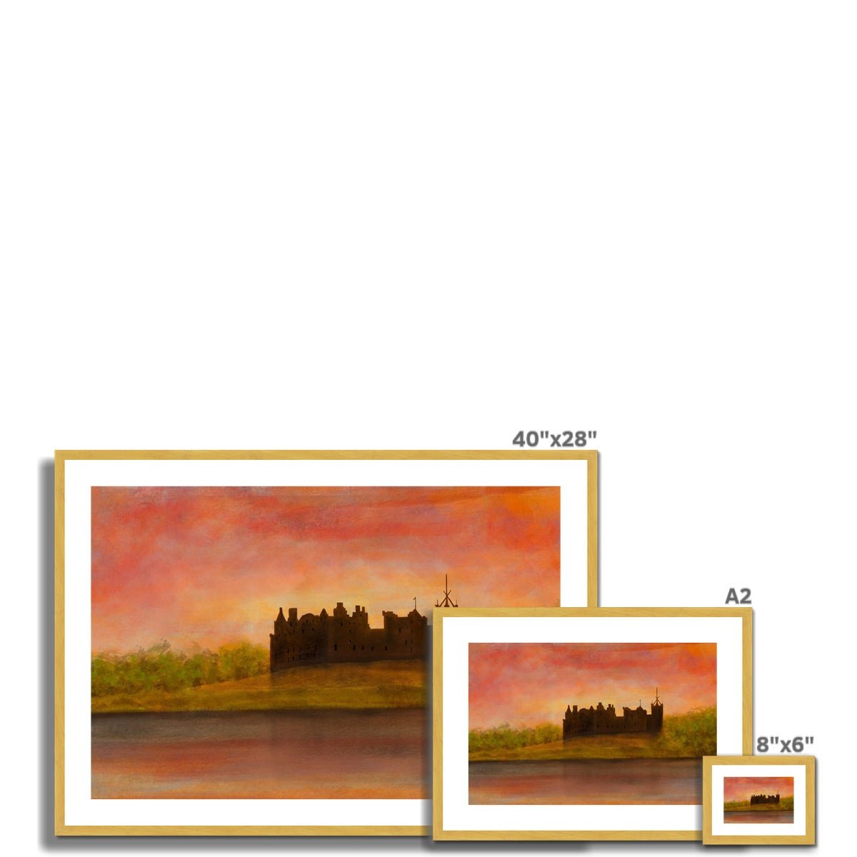 Linlithgow Palace Dusk Painting | Antique Framed & Mounted Prints From Scotland-Antique Framed & Mounted Prints-Historic & Iconic Scotland Art Gallery-Paintings, Prints, Homeware, Art Gifts From Scotland By Scottish Artist Kevin Hunter