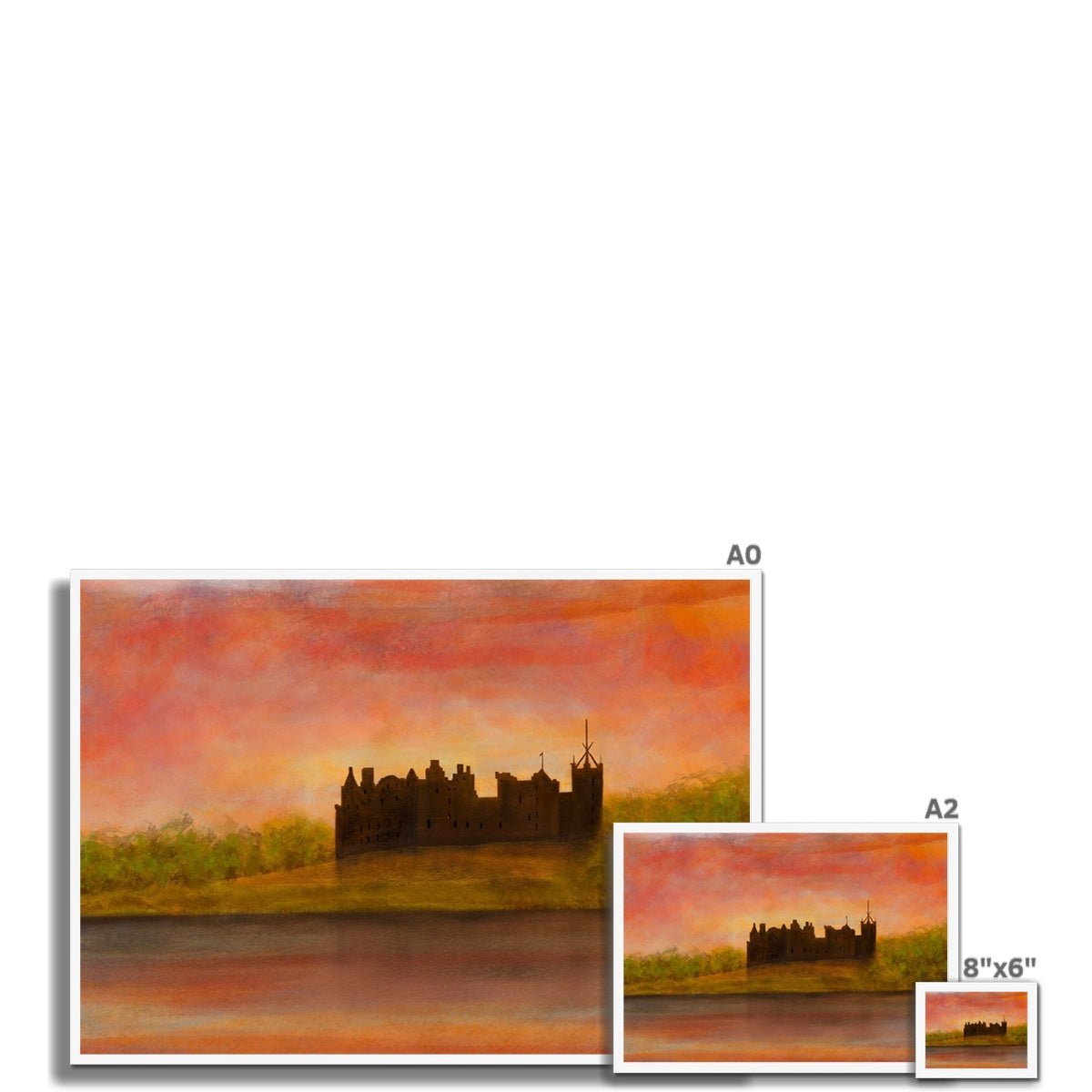 Linlithgow Palace Dusk Painting | Framed Prints From Scotland-Framed Prints-Historic & Iconic Scotland Art Gallery-Paintings, Prints, Homeware, Art Gifts From Scotland By Scottish Artist Kevin Hunter