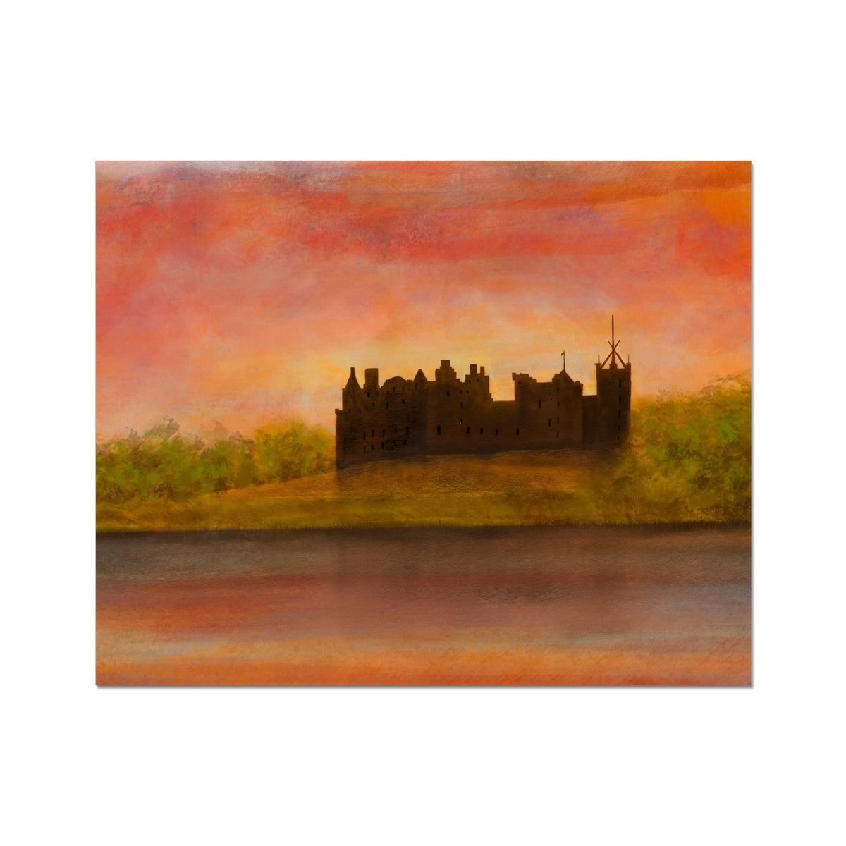 Linlithgow Palace sunset medieval castle silhouette wall art print