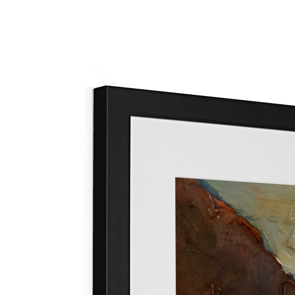 Loch Awe black framed abstract art print in brown beige tones