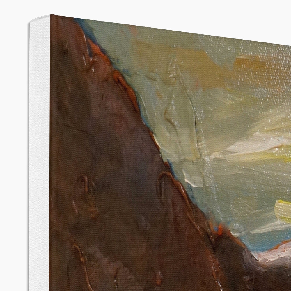 Brown textured Loch Awe canvas print with abstract gold accents