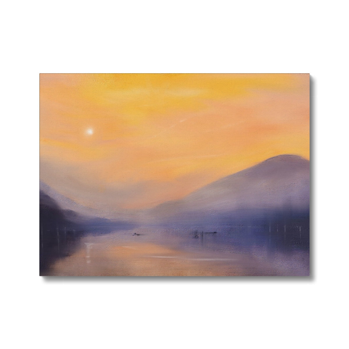 Loch Eck Dawn: Yellow and Orange Sunset Landscape with Mountains