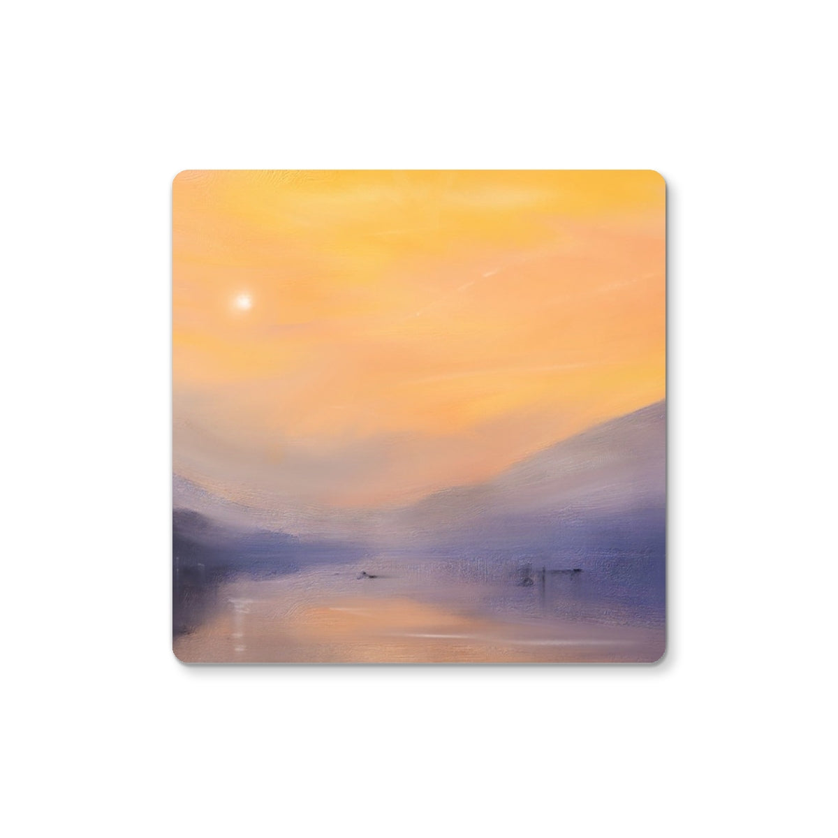 Loch Eck Dusk Art Gifts Coaster-Homeware-Scottish Lochs & Mountains Art Gallery-2 Coasters-Paintings, Prints, Homeware, Art Gifts From Scotland By Scottish Artist Kevin Hunter