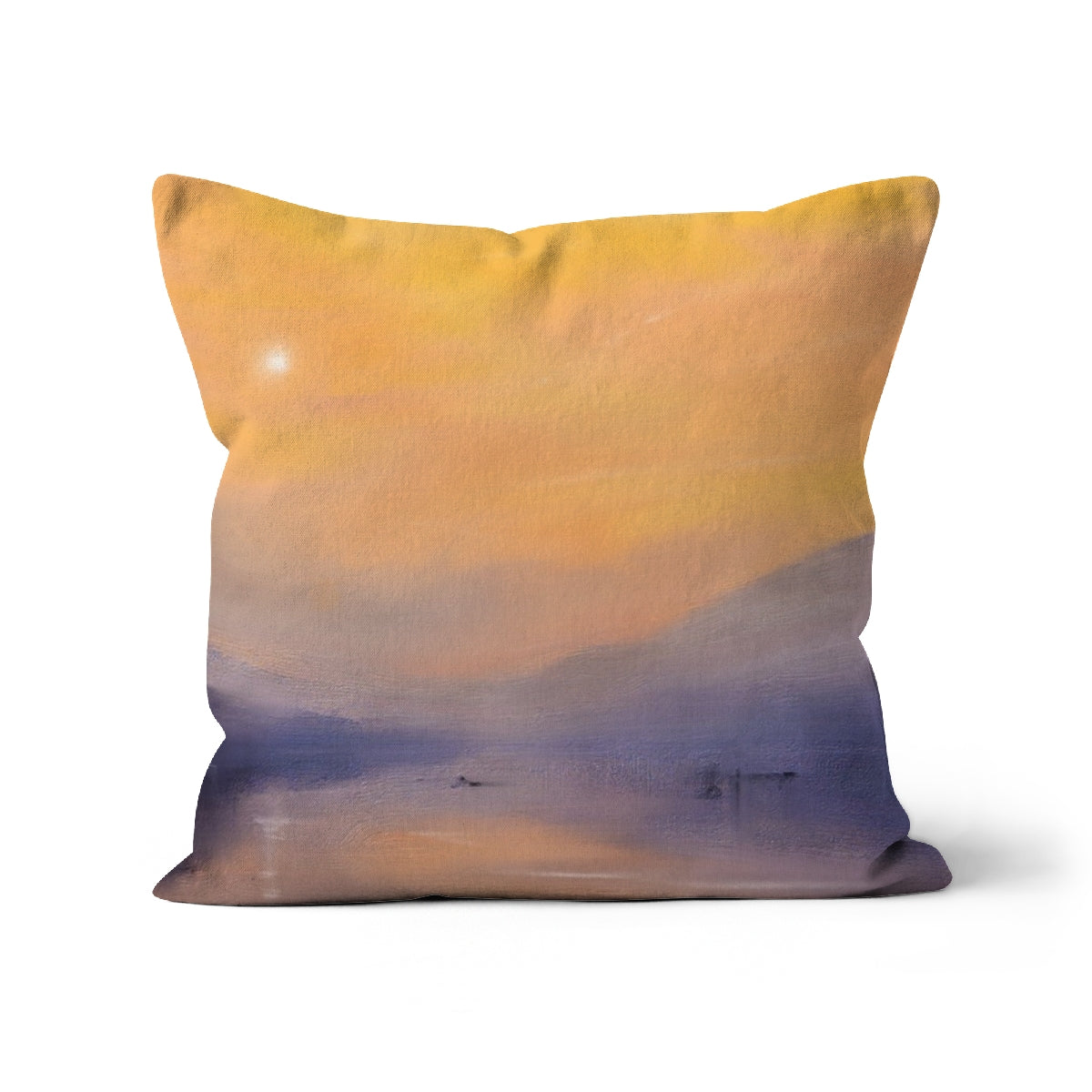 Loch Eck Dusk Art Gifts Cushion-Cushions-Scottish Lochs & Mountains Art Gallery-Canvas-12"x12"-Paintings, Prints, Homeware, Art Gifts From Scotland By Scottish Artist Kevin Hunter