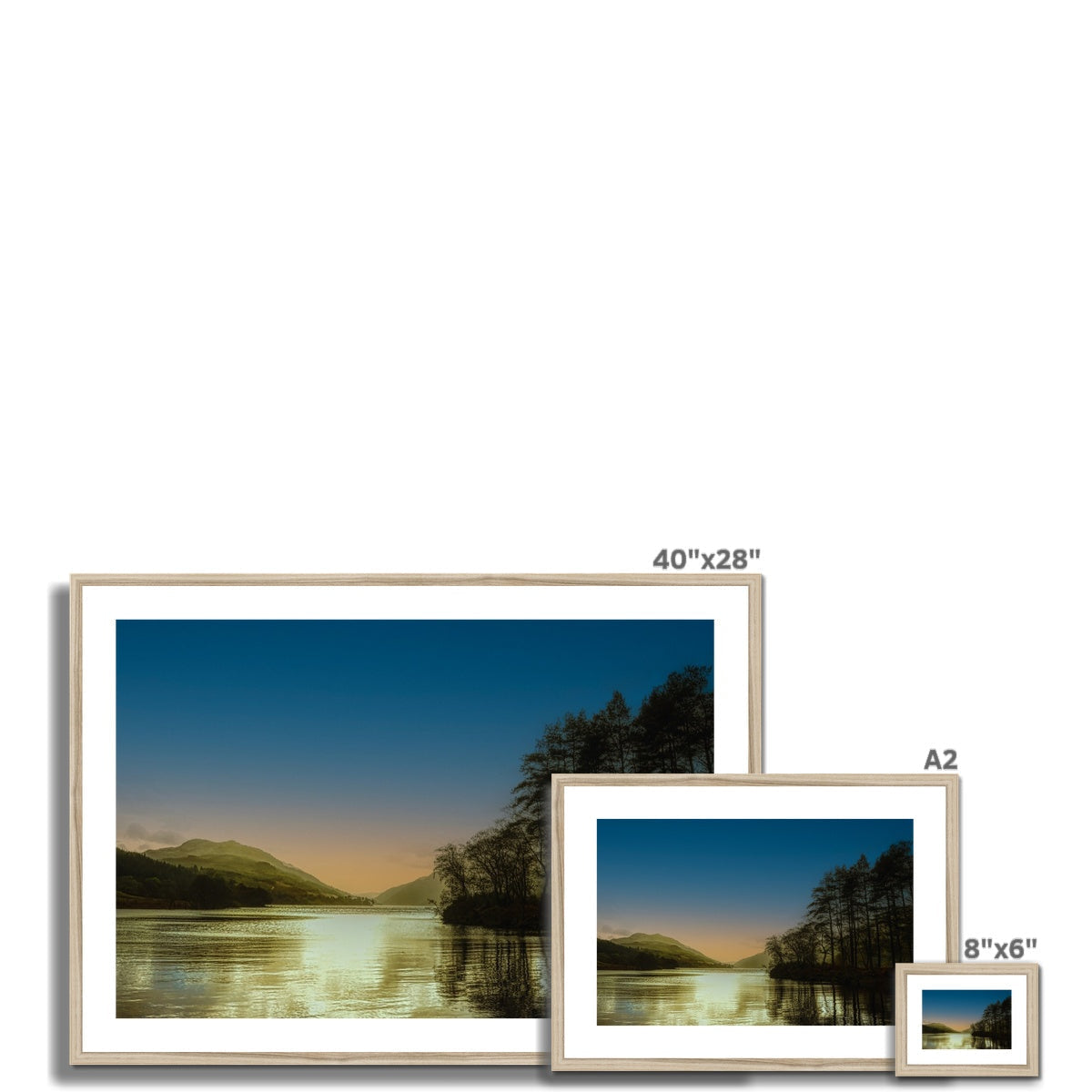 Loch Eck Golden Dusk 40x28 inch framed landscape print