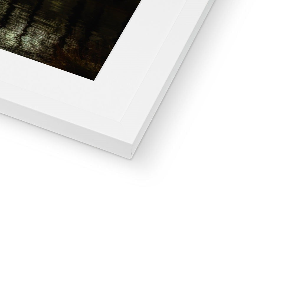 White matte frame with black mat for Loch Eck Golden Dusk print