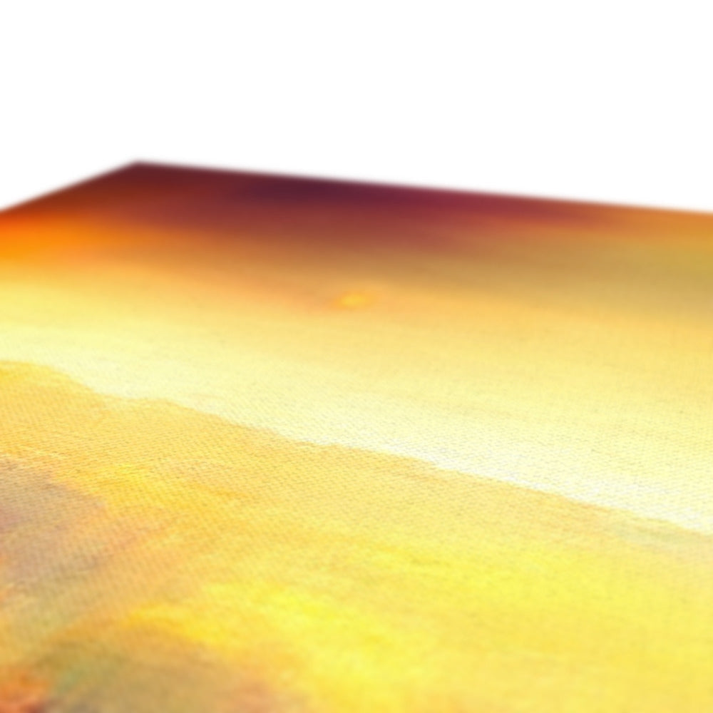 Yellow and orange abstract painting on canvas for Loch Faskally Dusk Canvas artwork