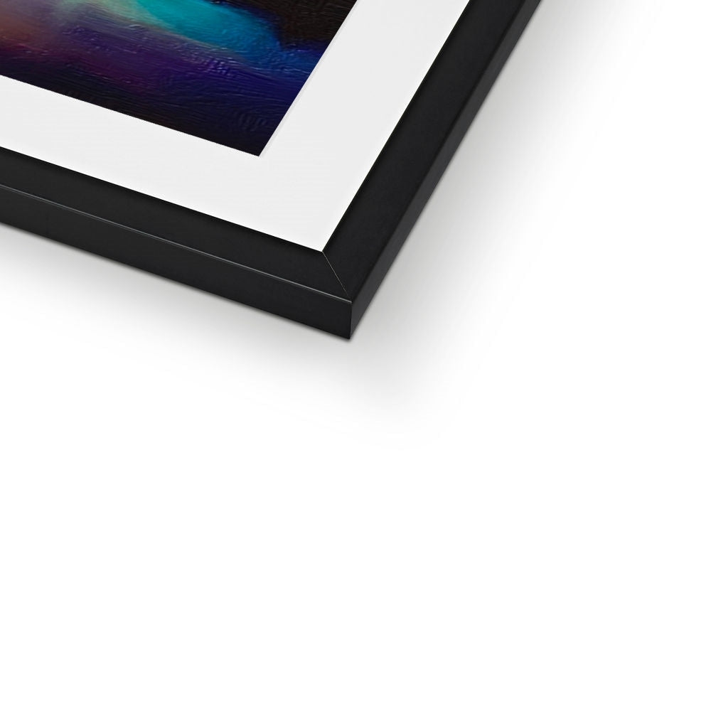 Black matte frame with white mat showcasing abstract art print in Loch Faskally Dusk style