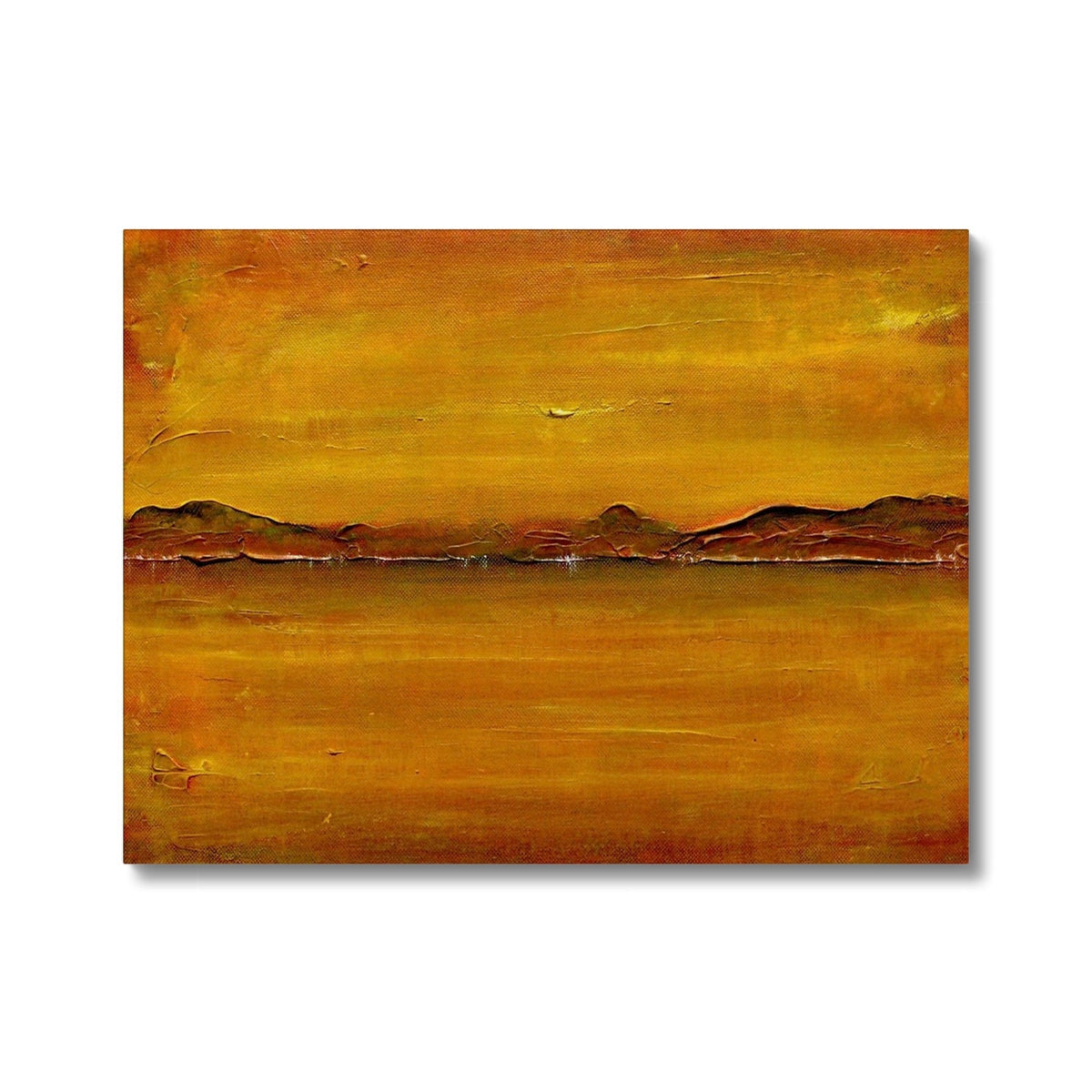 Golden abstract landscape of Loch Fyne Dawn in earthy textured tones