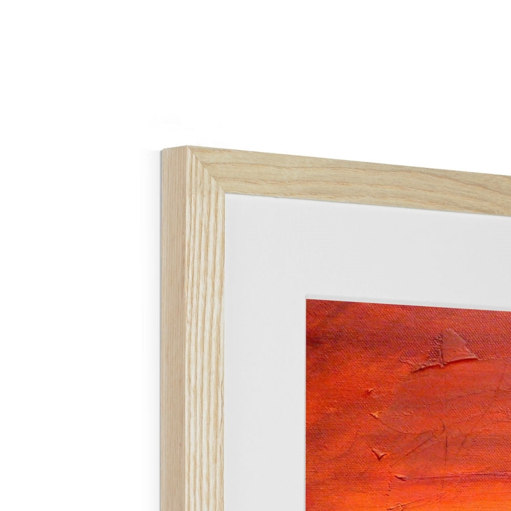 Natural wood frame with warm orange abstract Loch Fyne Dusk art print