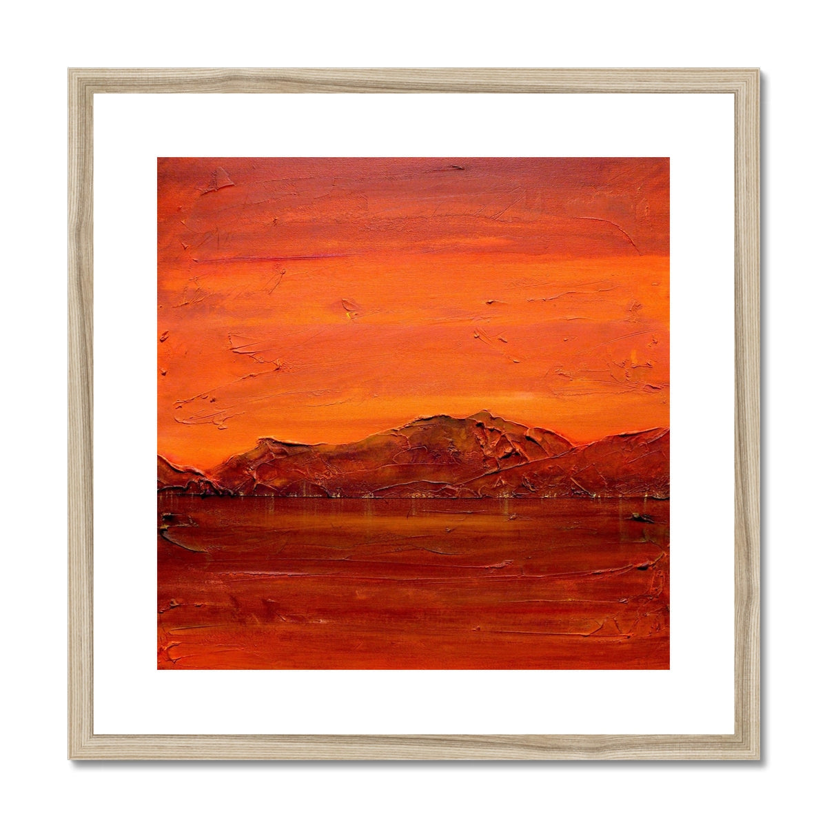 Loch Fyne Dusk abstract landscape art print in orange red hues
