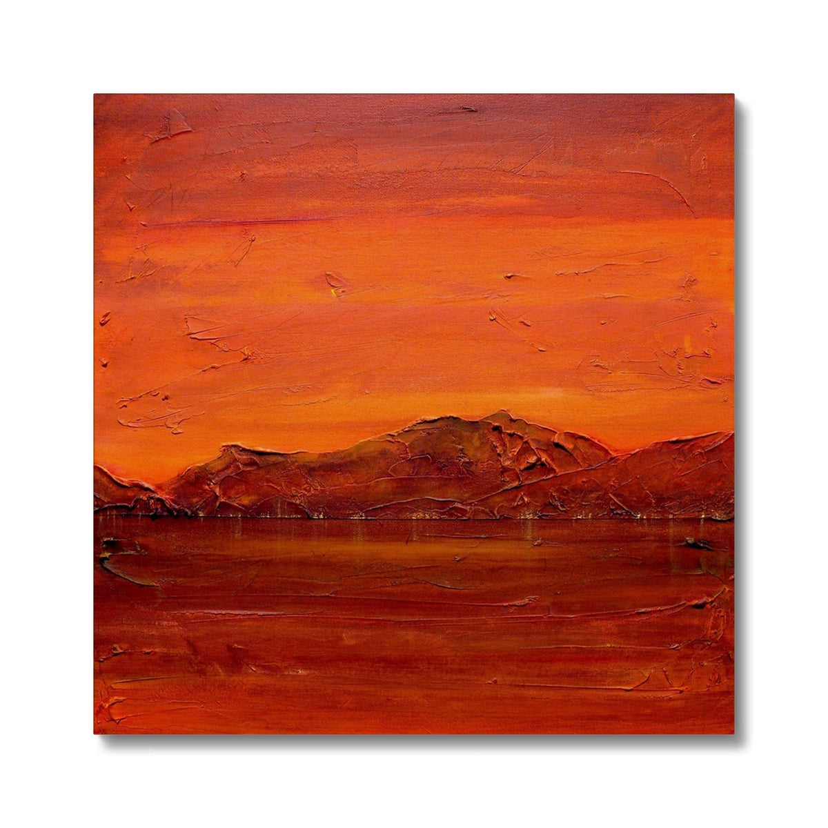 Red and orange abstract Loch Fyne Dusk landscape canvas print