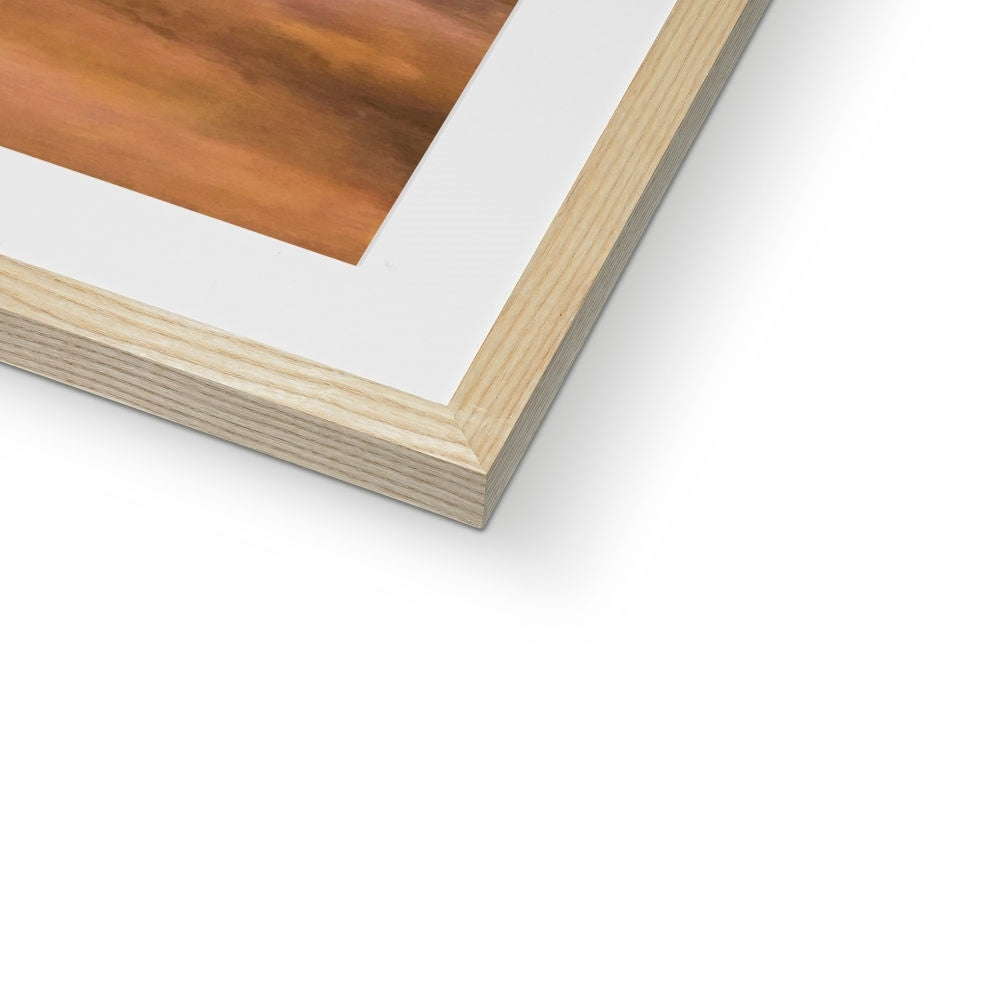 Wooden framed Loch Garten Dawn mounted print with white mat and brown image display