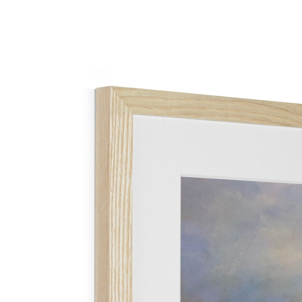 Light wood frame with white mat showcasing abstract art in the Loch Garten Dawn print