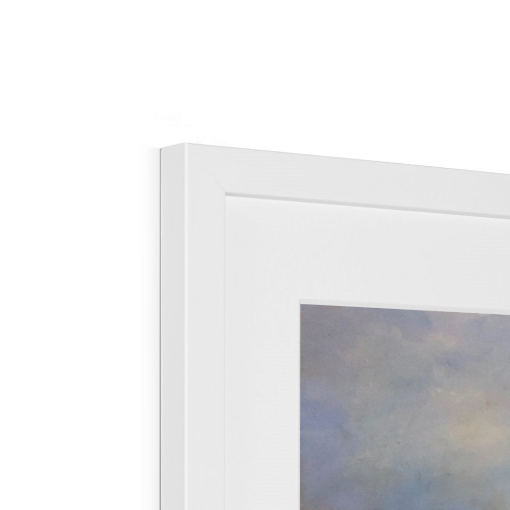 White wooden Loch Garten Dawn framed print with simple rectangular design and beveled edges