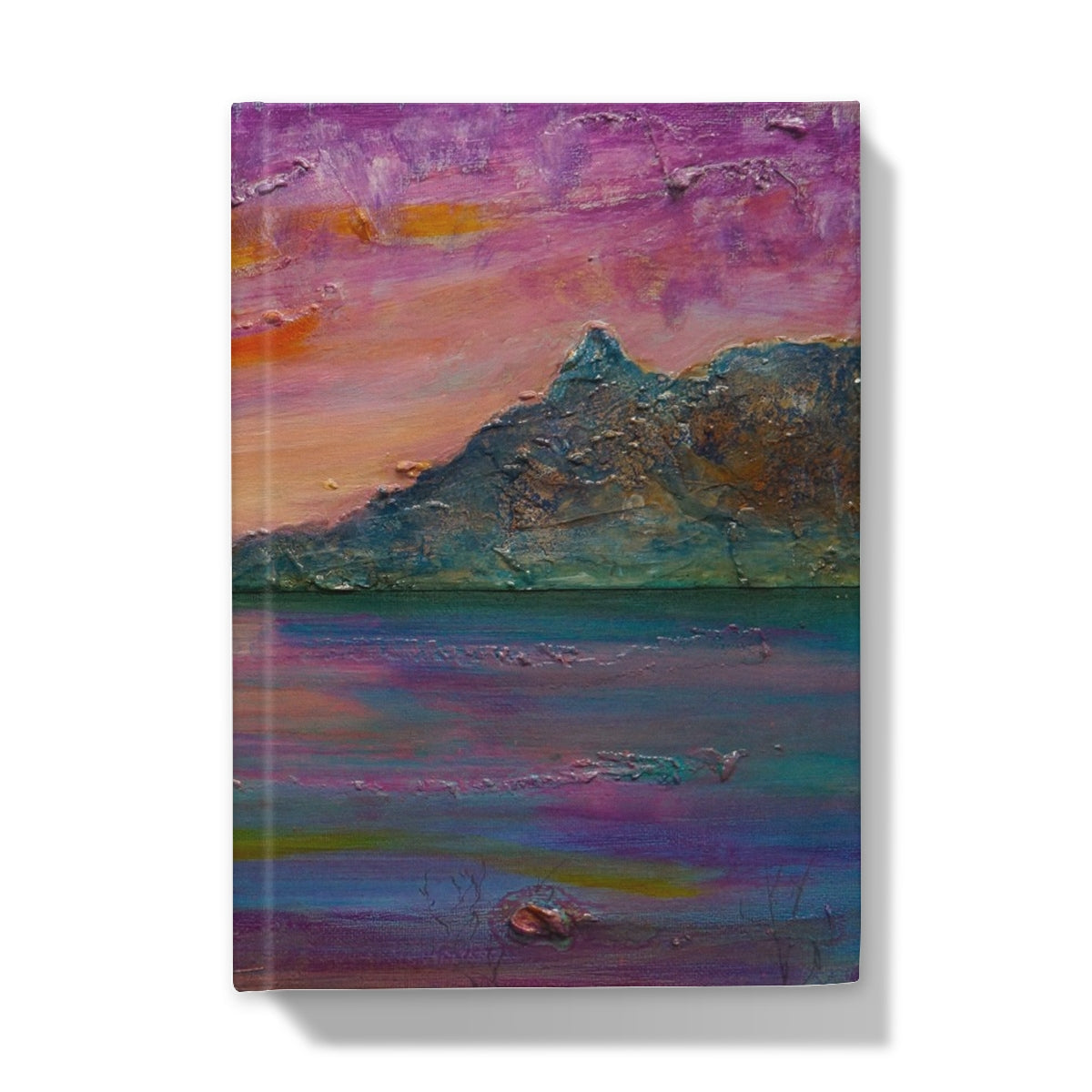 Purple abstract textured brushstrokes in Loch Leven Sunset journal