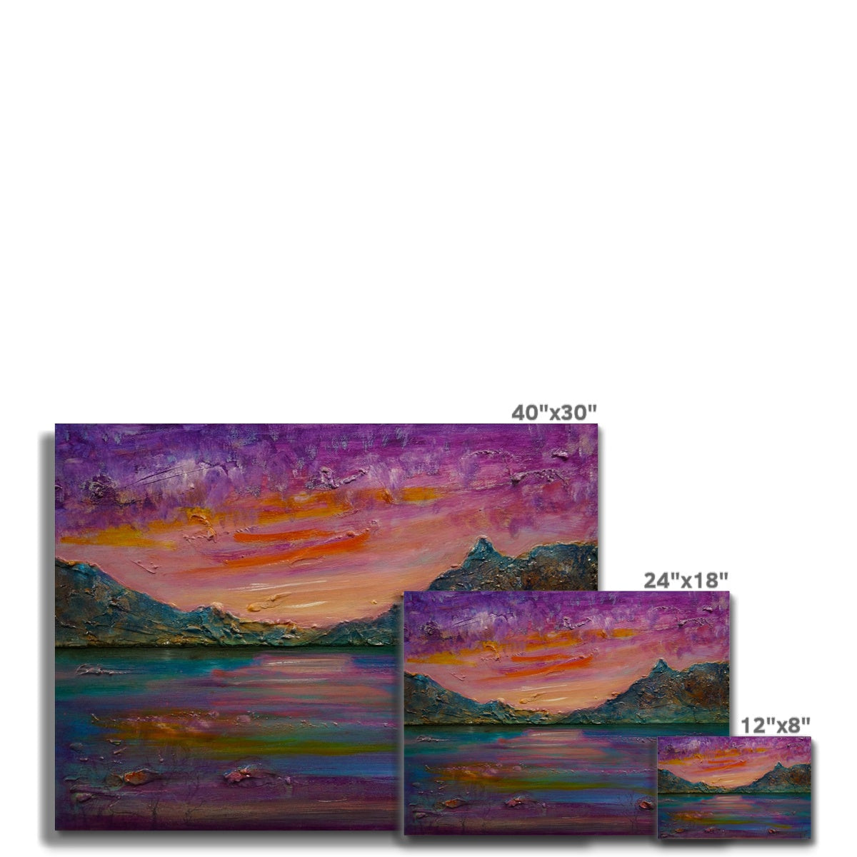 Loch Leven Sunset Painting | Canvas From Scotland-Contemporary Stretched Canvas Prints-Scottish Lochs & Mountains Art Gallery-Paintings, Prints, Homeware, Art Gifts From Scotland By Scottish Artist Kevin Hunter