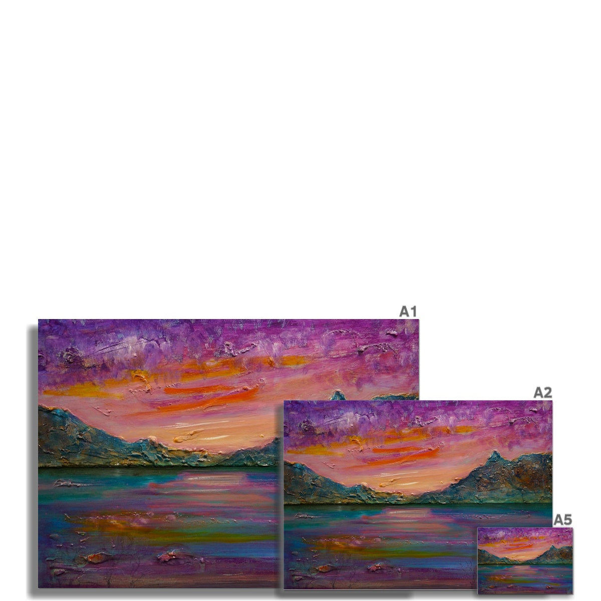 Loch Leven Sunset Painting | Fine Art Prints From Scotland-Unframed Prints-Scottish Lochs & Mountains Art Gallery-Paintings, Prints, Homeware, Art Gifts From Scotland By Scottish Artist Kevin Hunter